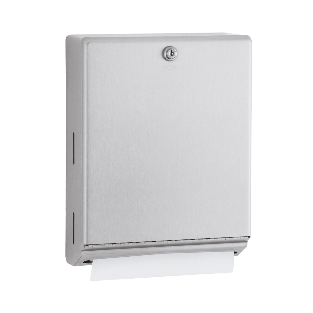 Bobrick Classic Series Surface-Mounted C-Fold/Multifold Paper Towel Dispenser, Satin Finish Stainless Steel, 10.75 in x 14 in x 4 in