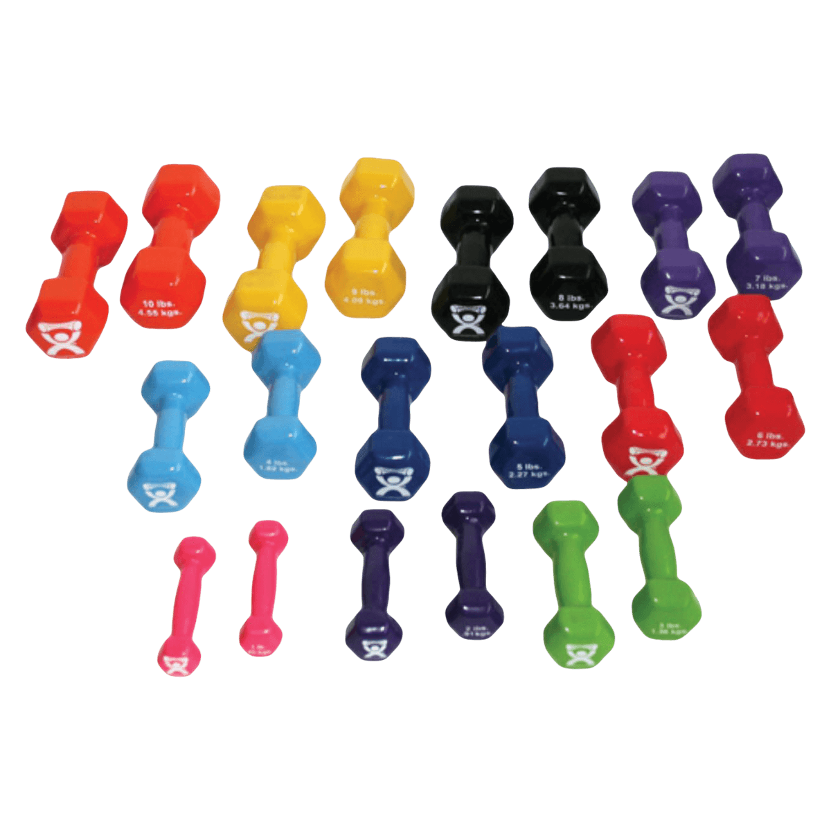 CanDo Weight Dumbbell Set Econo 10-Pc, 1-5lb, Cast Iron/Vinyl Coated, Assorted Colors, 01KEZKNNP1SZRQFTNXJCWDSW70