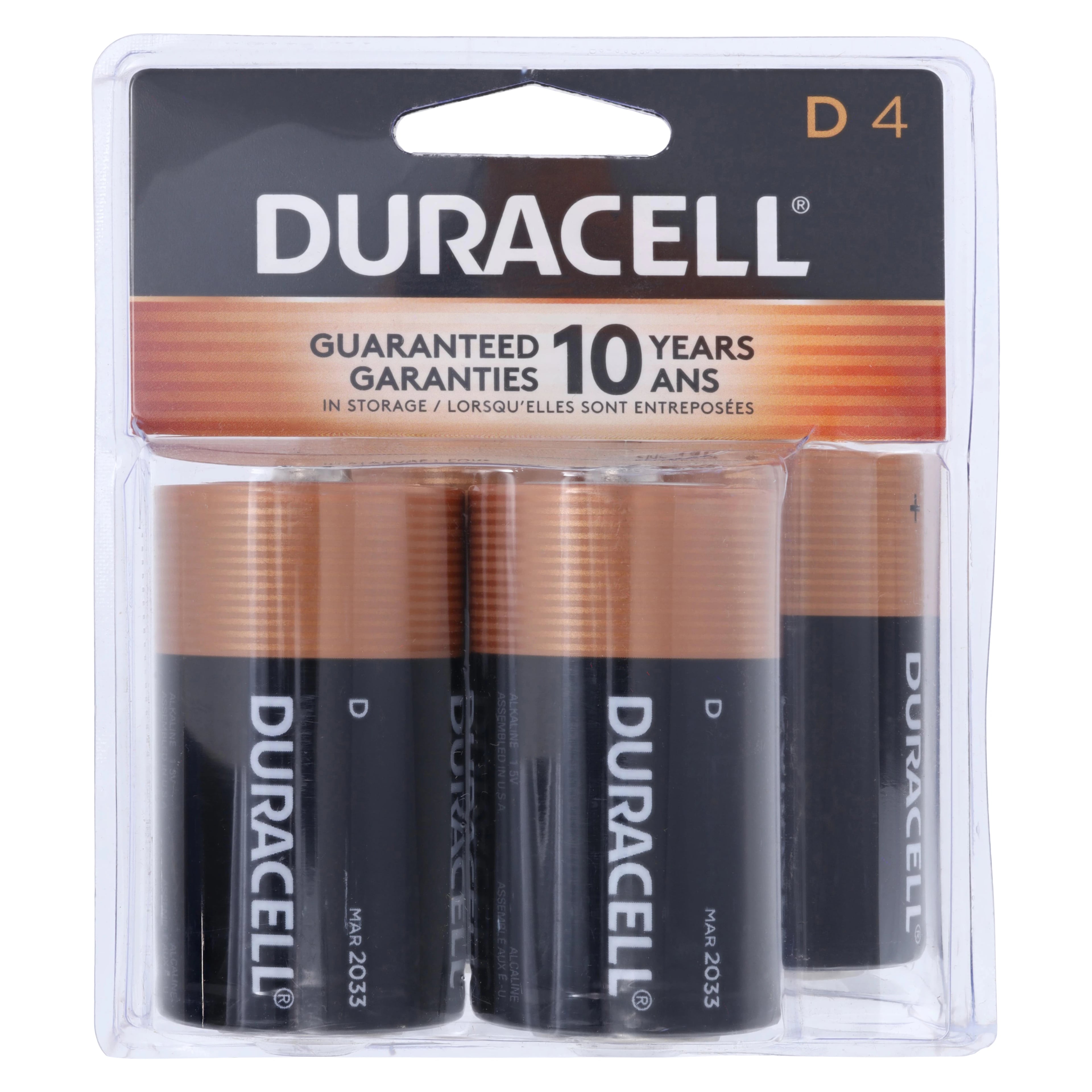 Duracell Size D Battery, Alkaline, 4/Pack