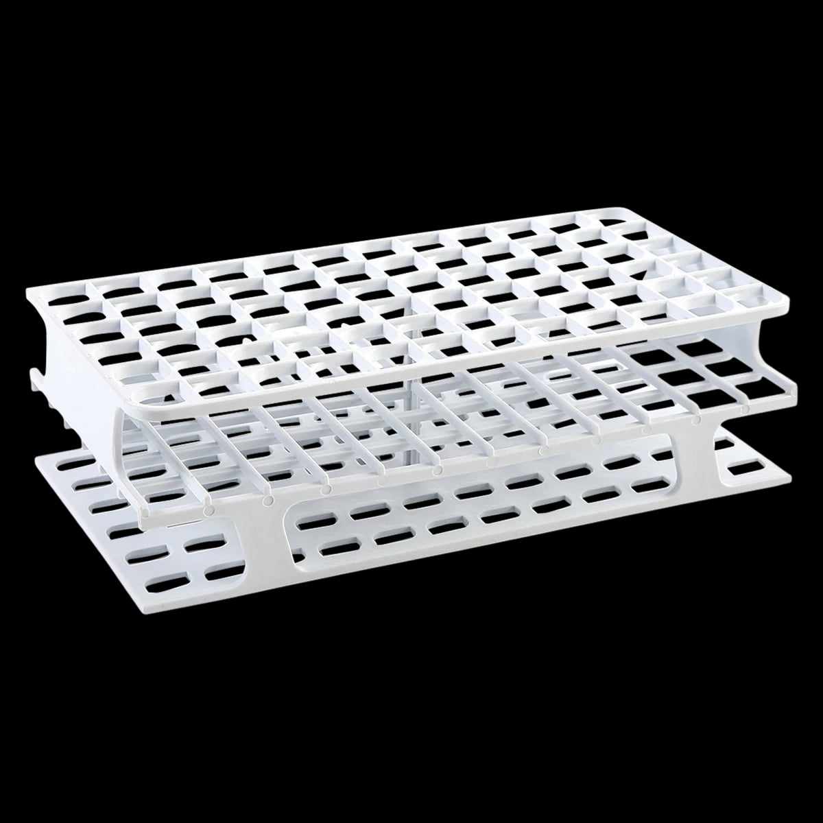 OneRack Full POM Test Tube Rack, 72-Place, 13mm, White, 8/Box
