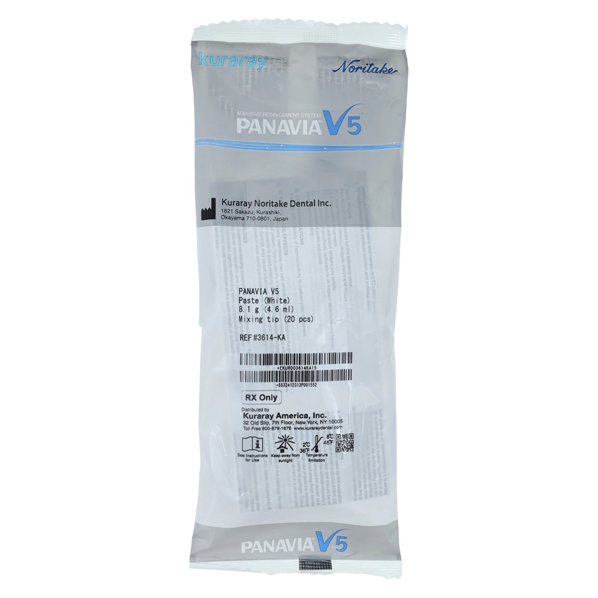 Panavia V5 Universal Resin Cement Paste, White, 4.6 mL Syringe with Mixing Tips, 3614KA