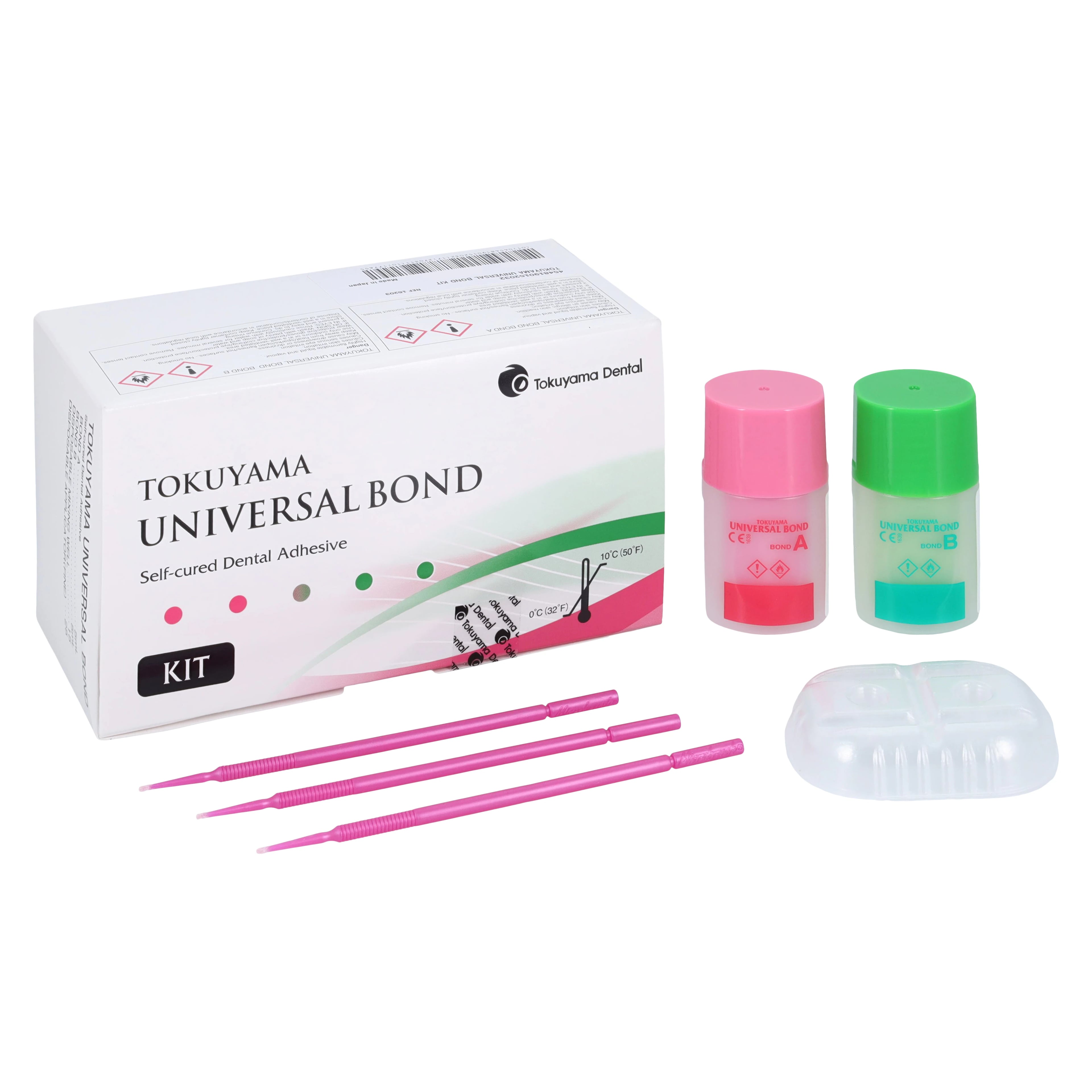 Tokuyama Universal Bond Kit, Self-Cure Adhesive System, Bond A & B, 5 mL Each, 25 Brushes & 15 Wells, 15203