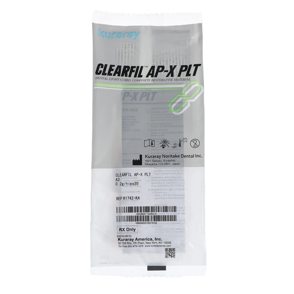 Clearfil AP-X Microhybrid Composite PLT Refill, Light-Cure, Universal Viscosity, Shade A3, 0.20 g Tips, 20/Pk, 1742KA