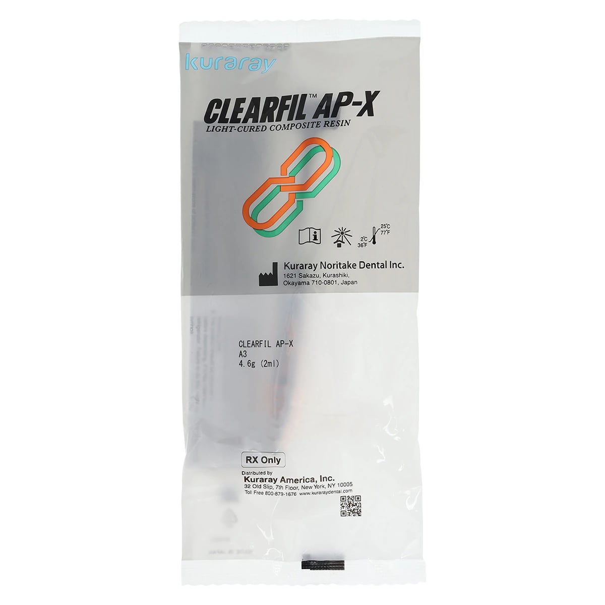 Clearfil AP-X Light-Cure Microhybrid Composite, Syringe Refill, Universal Viscosity, A3 Shade, 2 ml (4.6 g), 1/Pk, 1722KA