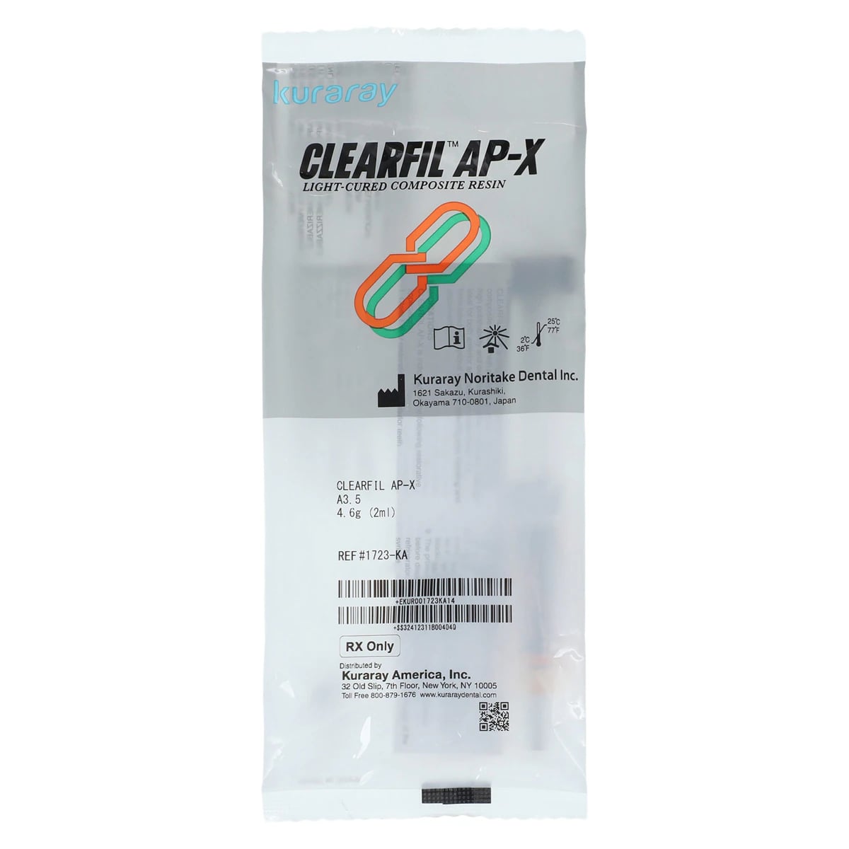 Clearfil AP-X Light-Cure Microhybrid Composite Syringe Refill, Universal Viscosity, Shade A3.5, 2 ml (4.6 g), 1/Pk, 1723KA