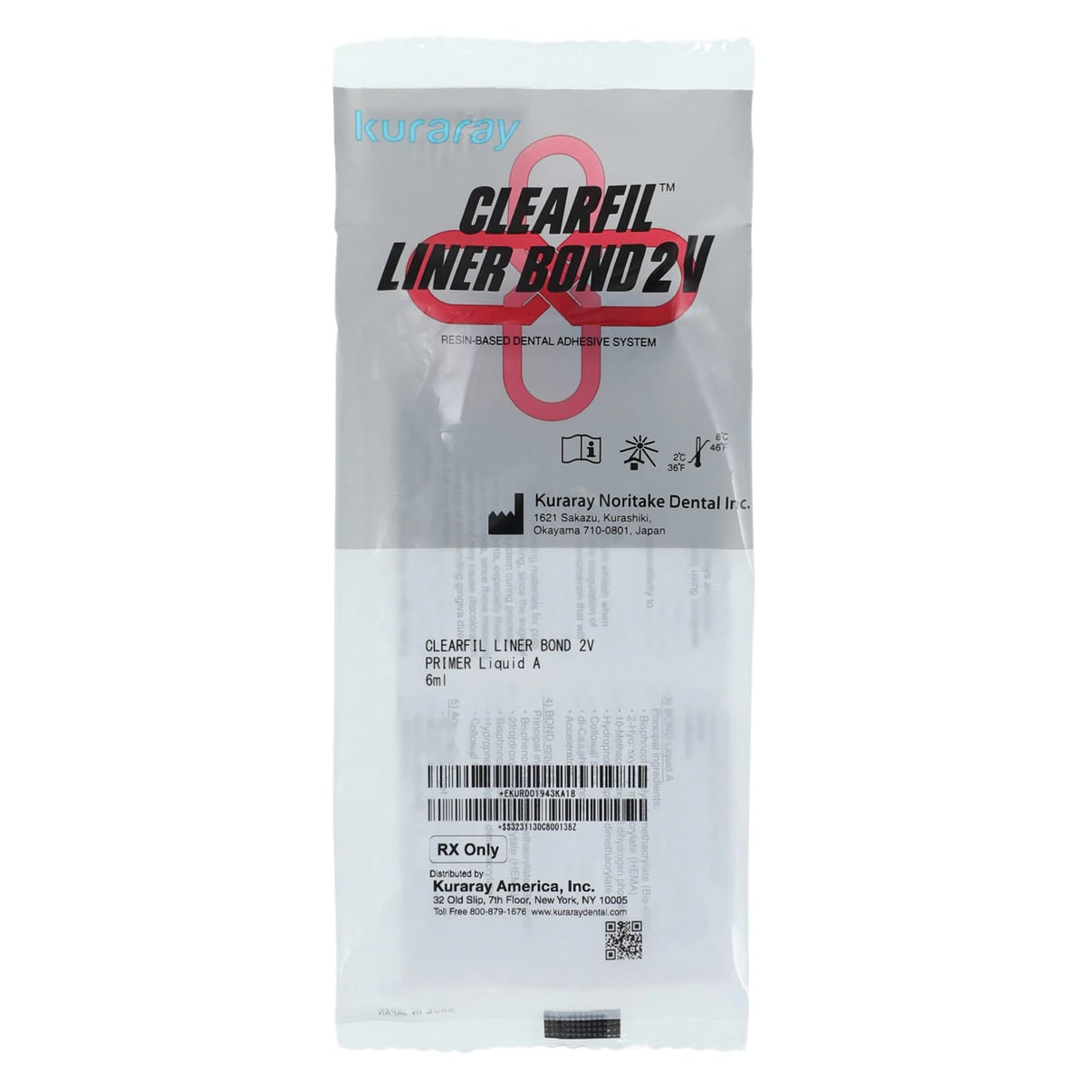 Clearfil Liner Bond 2V Primer Liquid A, Self-Etching Dental Adhesive Primer, 6 mL Bottle, 1943KA