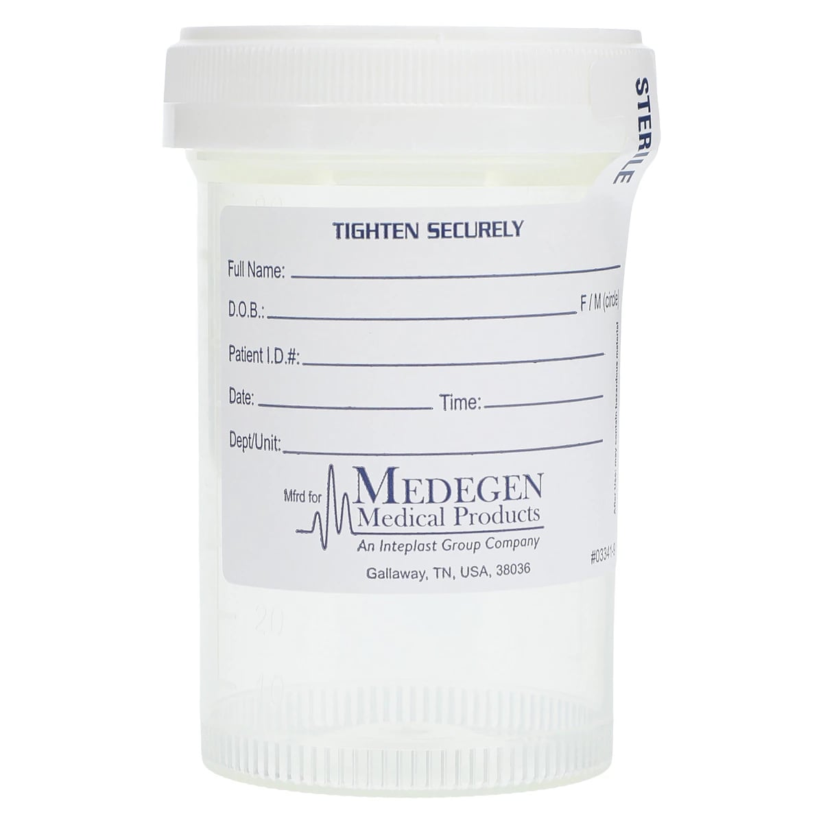Gent-L-Kare Sterile Specimen Container, 3 oz, Graduated, Translucent, Leakproof with Lid, 400/Case