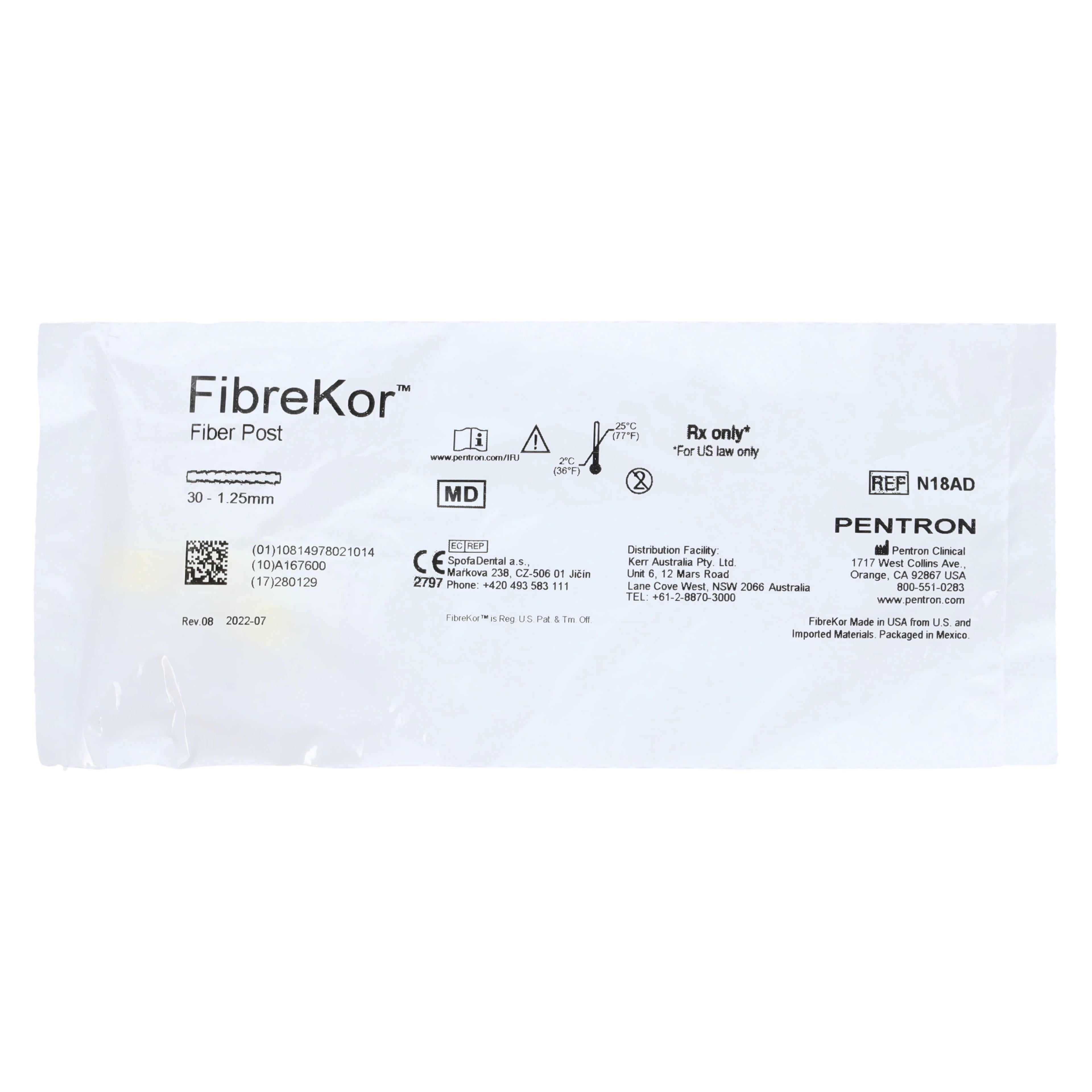 FibreKor Fiber Post Refill, 1.25 mm, Yellow, 30/Pkg, N18AD