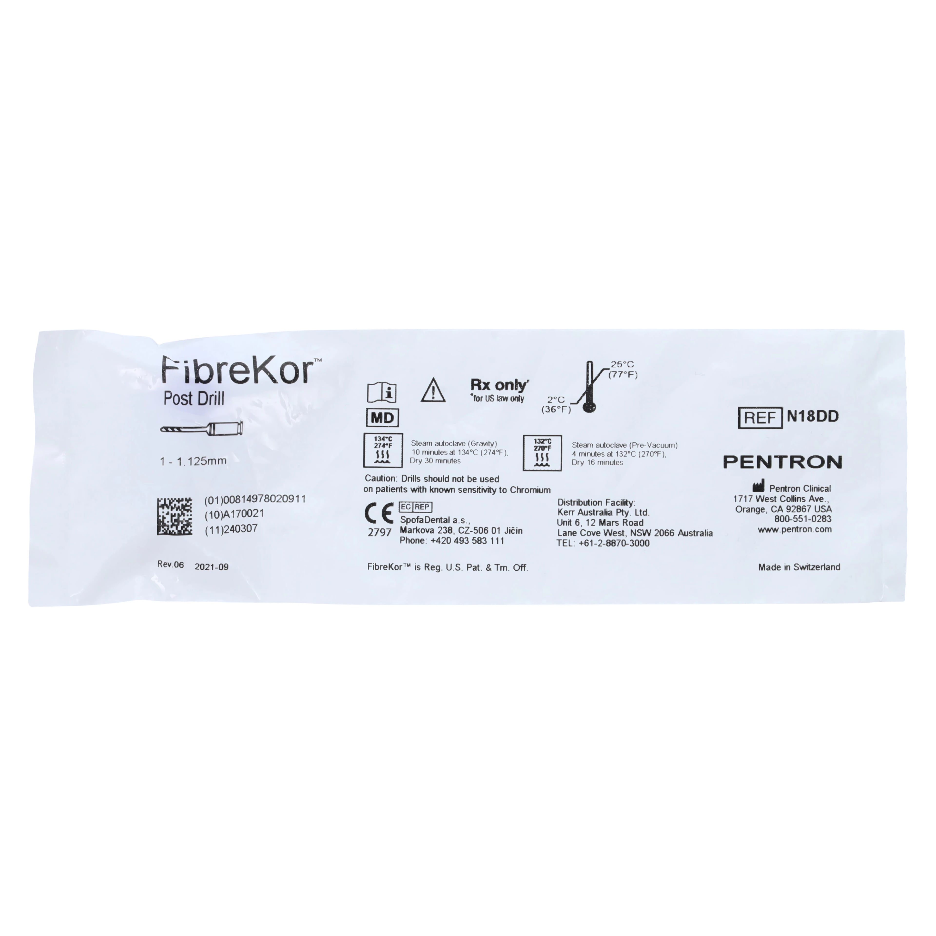 FibreKor Parallel & Serrated Drill Refill, 1.125 mm, Purple, N18DD, 1/Pk
