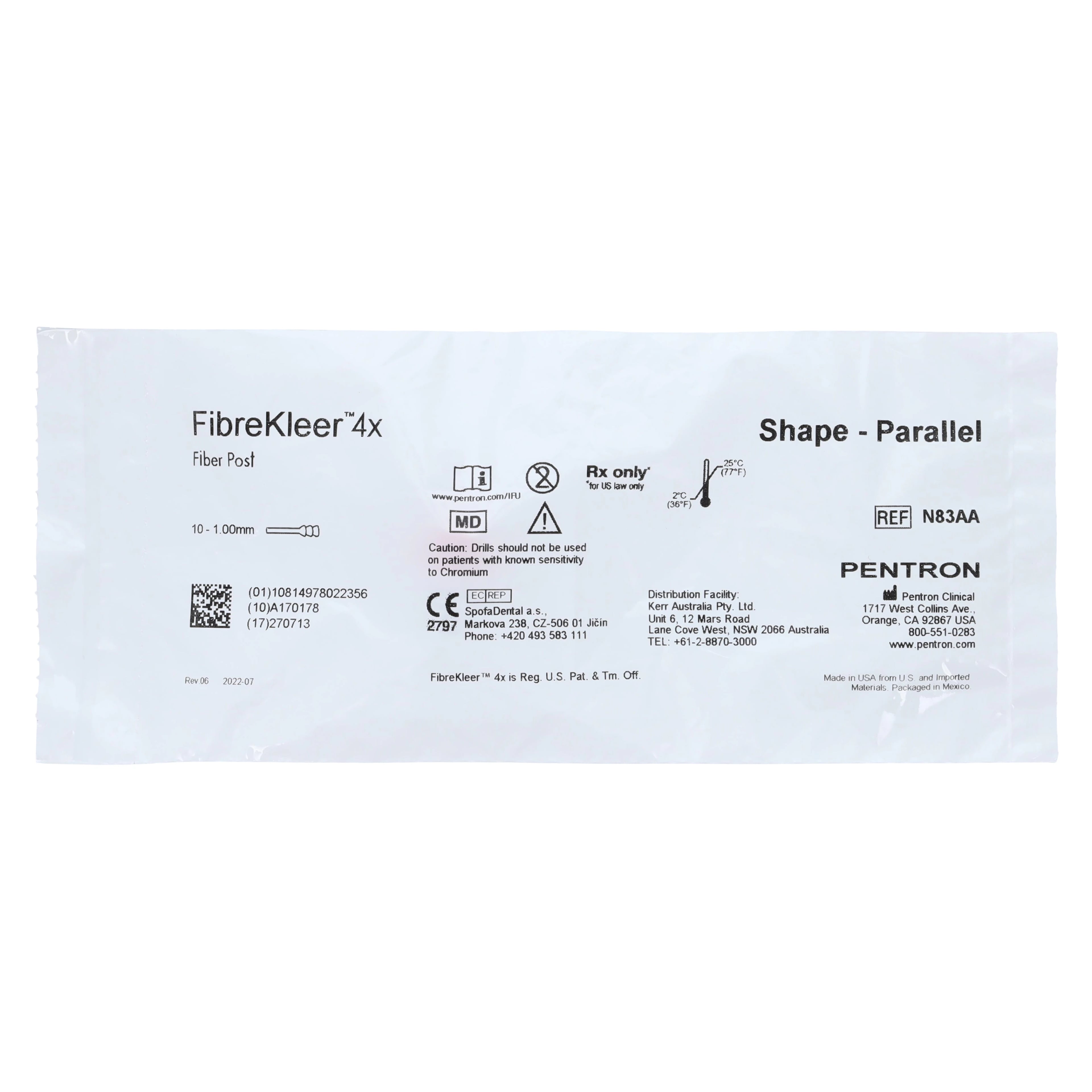 FibreKleer 4X Parallel Fiber Post, 1.00 mm, Red, 10/Pack, N83AA