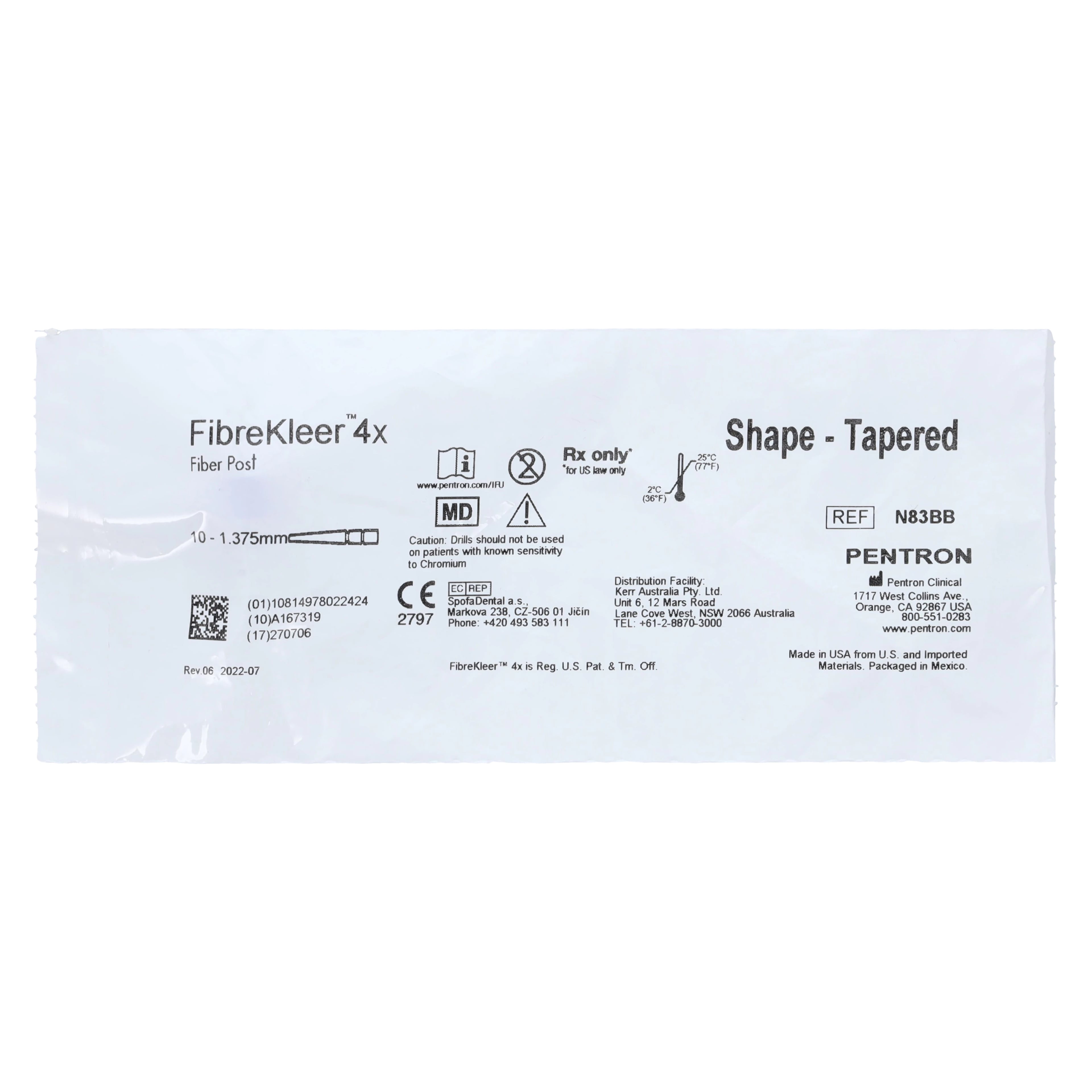 FibreKleer 4X Tapered Fiber Post, 1.375 mm, Purple, 10/Pack, N83BB