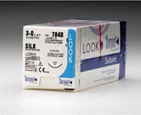 Suture Silk Black Braided DS18, 3-0, 18" Precision Reverse Cutting, 3/8 Circle Needle, 18mm, 12/Box