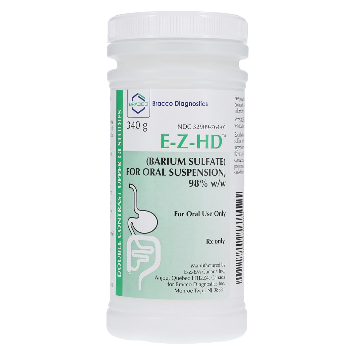 E-Z-HD Barium Sulfate Oral Suspension 98% w/w, Strawberry-Cherry Flavor, 140 mL Bottle, 24/Package