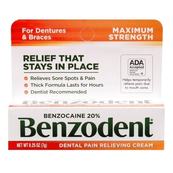 Benzodent Ointment, Dental Pain Relieving Cream, 0.25 oz, Case of 24