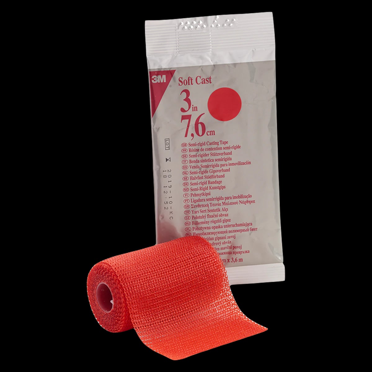 3M Scotchcast Soft Cast Fiberglass Casting Tape, Red, 3" x 4 yds, 10/Case, 82103R