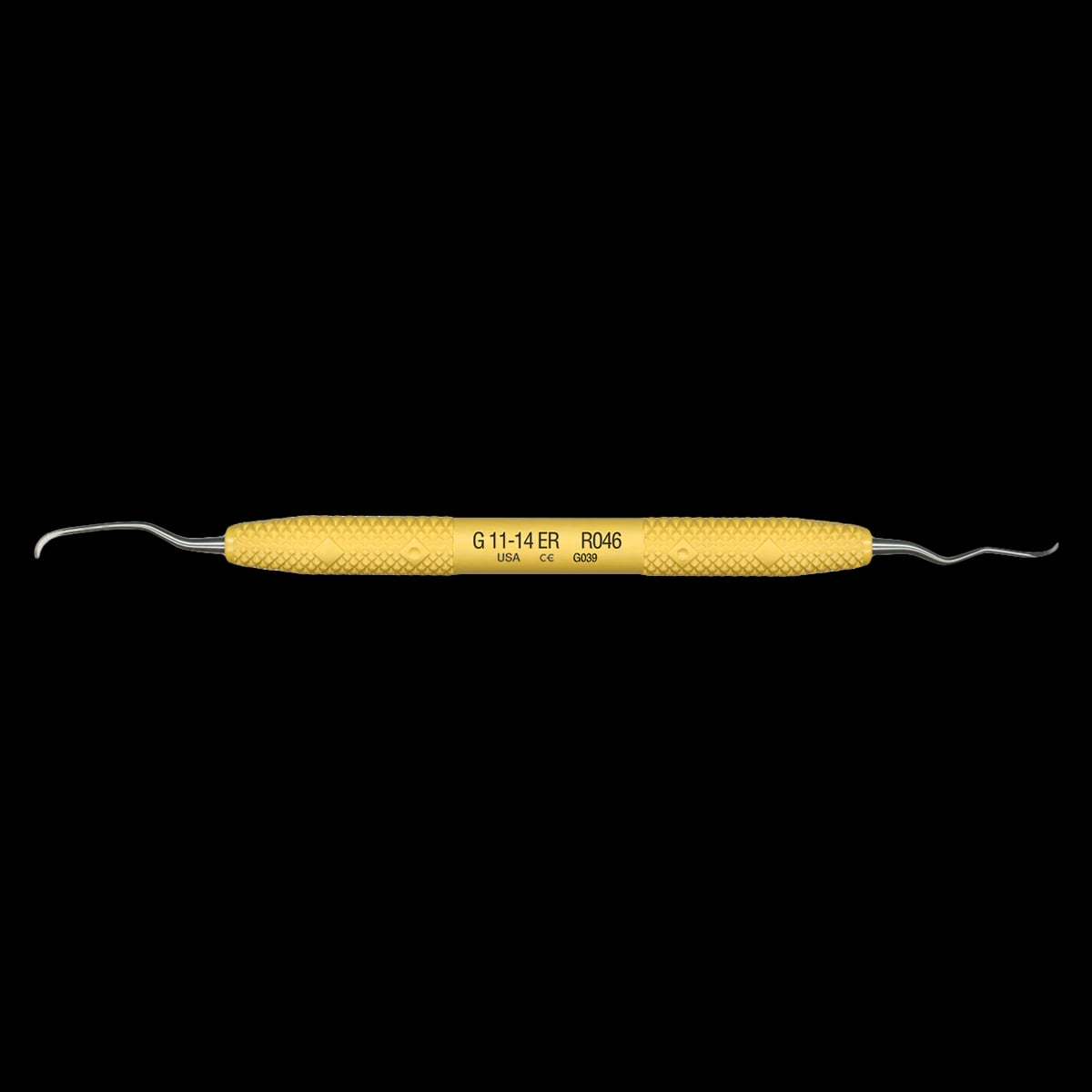PDT Amazing Gracey 11/14 Extended Reach Curette, Double-Ended, Yellow Resin Handle, R046