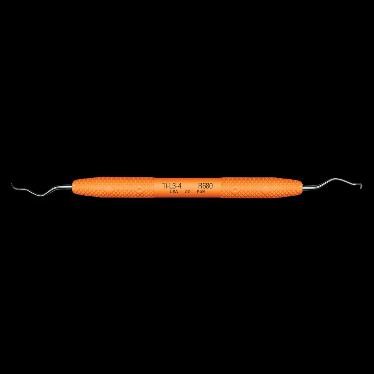 PDT Wingrove L3-4 Titanium Implant Scaler, Double-Ended, Langer 3/4, Orange Resin Handle, R680