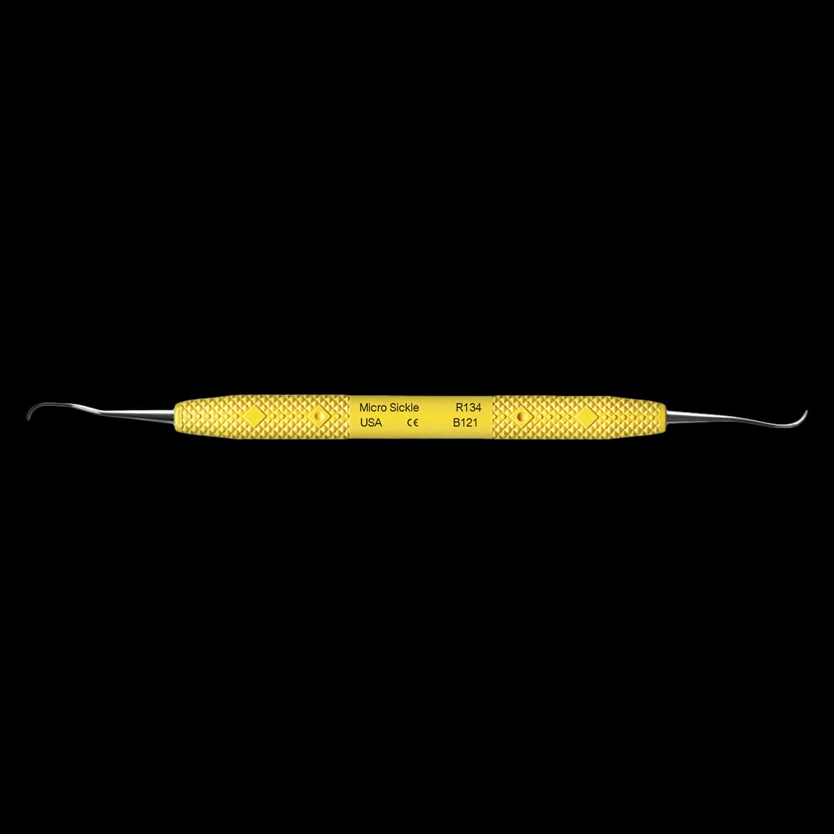 PDT Cruise Micro Sickle Posterior Scaler, R134, Yellow Resin Handle