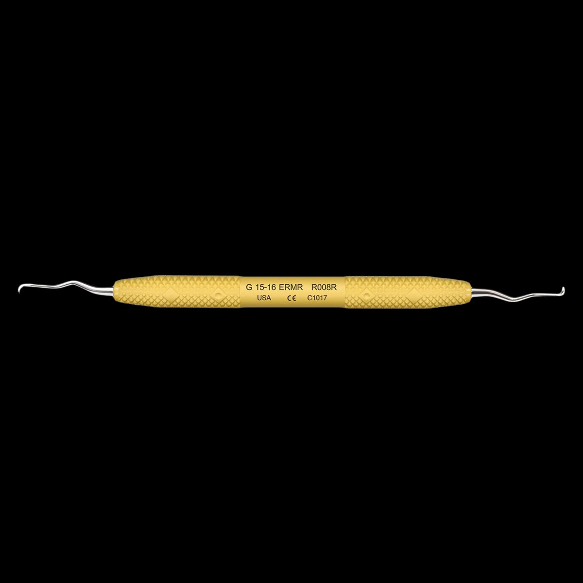 PDT Amazing Gracey 15-16 Extended Reach Mini Rigid Curette, Double End, Yellow Resin Handle, R008R