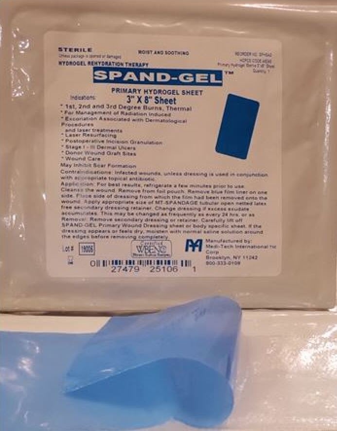 SpanGel Hydrogel Wound Dressing Sheet, 3x8", Sterile