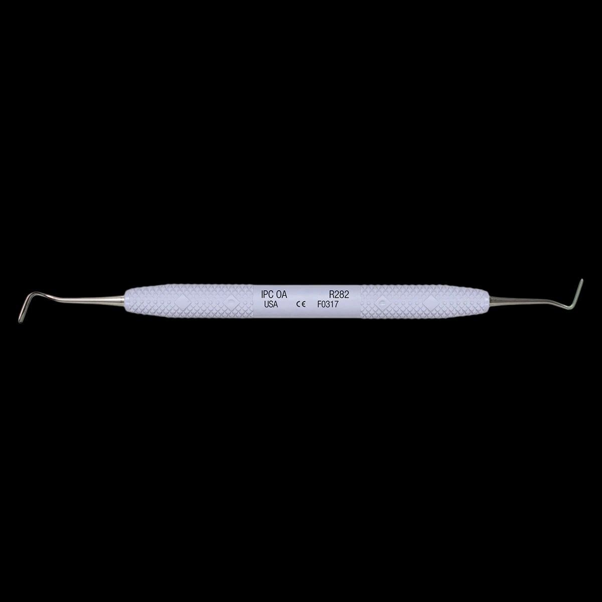 R282 IPC Off Angle Interproximal Carver, Double End, Resin Handle, Stainless Steel