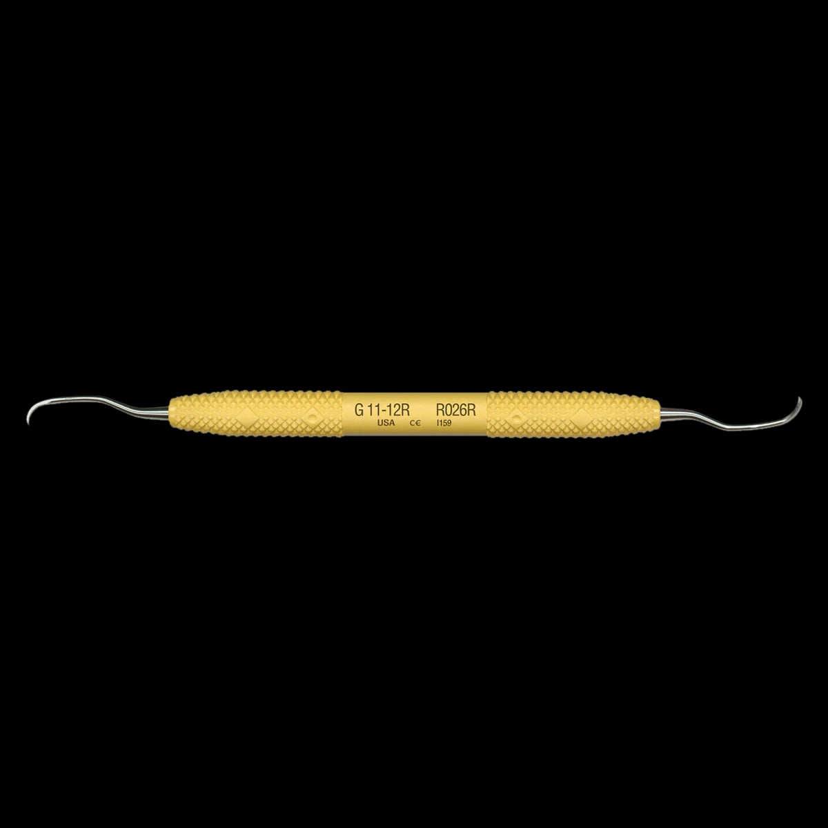 PDT Cruise Gracey 11/12 Rigid Curette, Double-Ended, Yellow Resin Handle, R026R