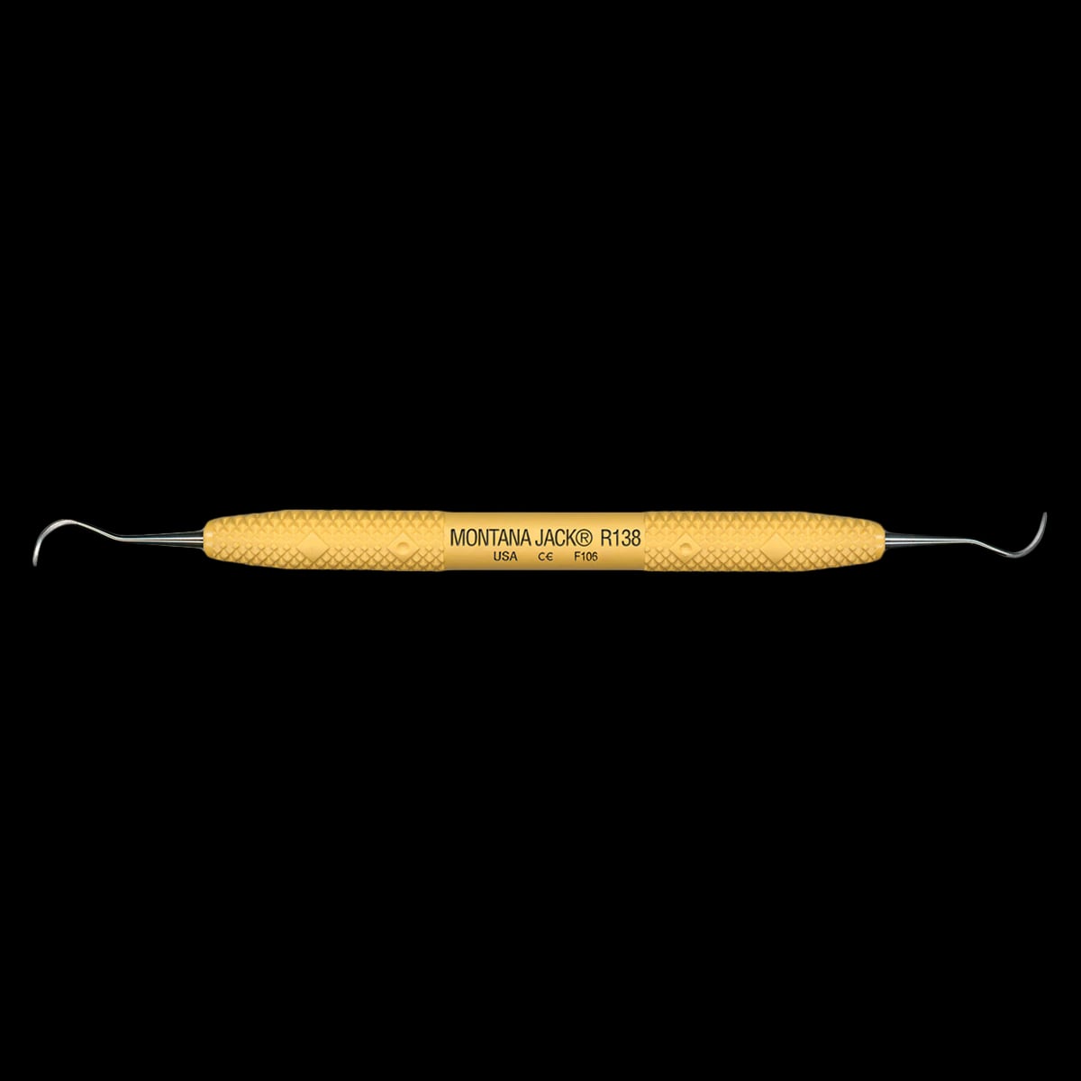 PDT Montana Jack Scaler R138, Double-Ended Sickle Scaler, Sunshine Yellow Resin Handle