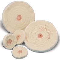 Grobet Regular Muslin Buff, 4" x 30 Ply, Shellac Center, 3-Row Stitching