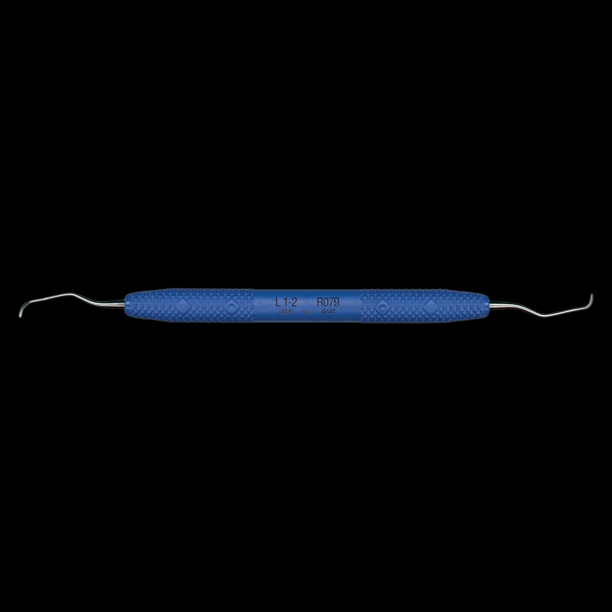 PDT Cruise Langer 1-2 Universal Curette, Double-Ended, Blue Resin Handle, 6.5", R079