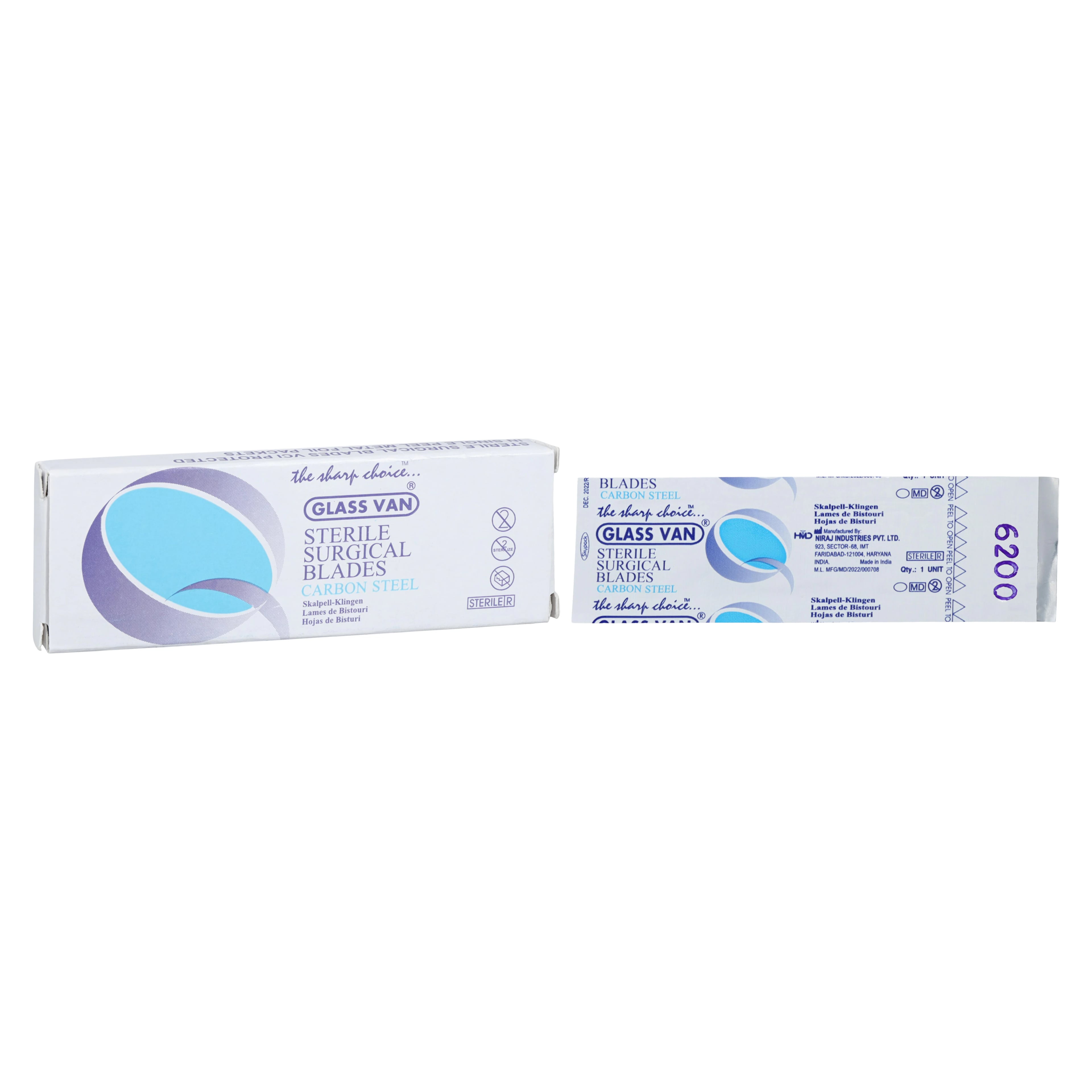 Glassvan Sterile Carbon Steel Miniature Specialty Blade #6200, Individually Wrapped, 12/Box, 2002-62