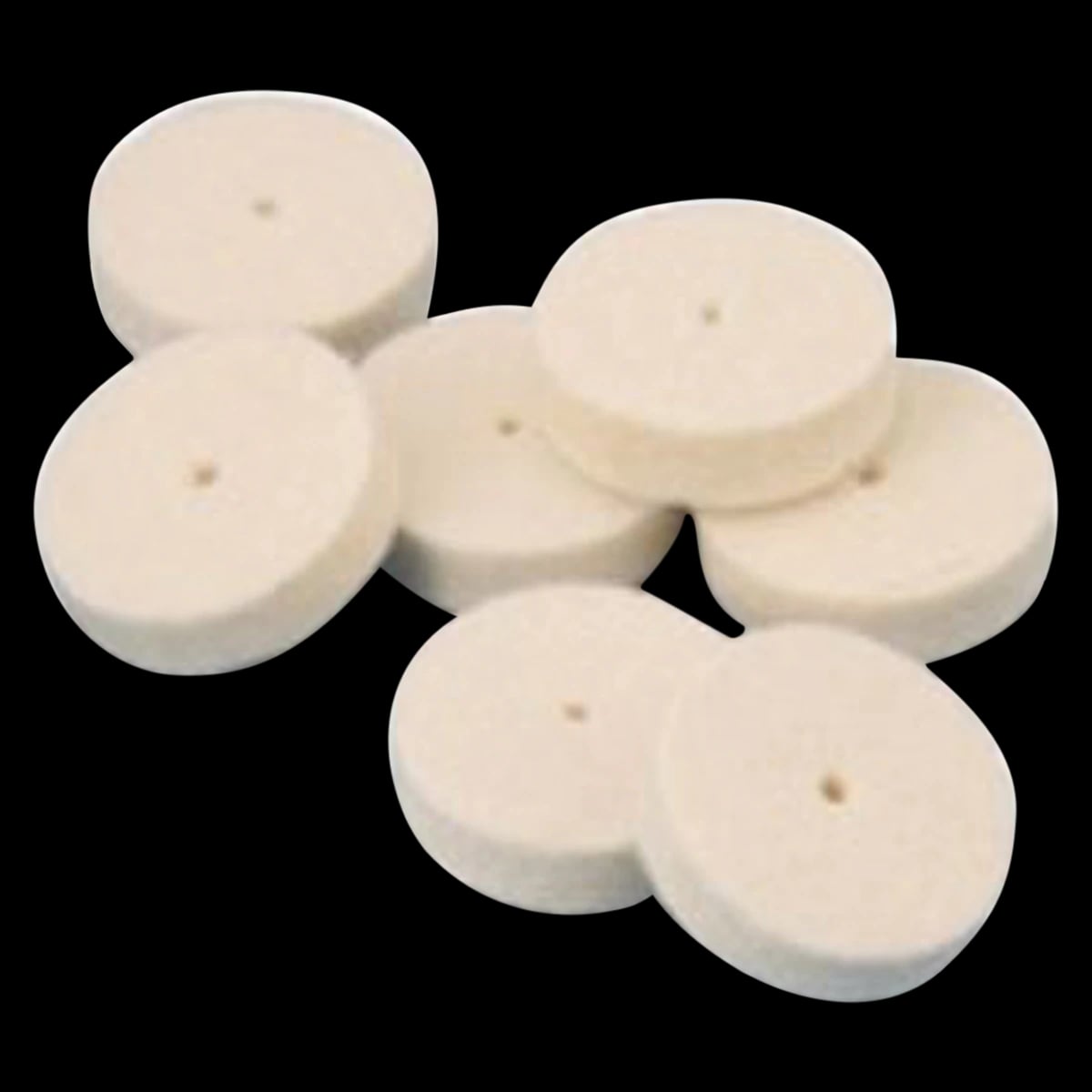 Grobet Miniature Square Edge Felt Wheels, Soft, 5/8" Diameter x 1/8" Thickness, Pin Hole Center, 25/Box