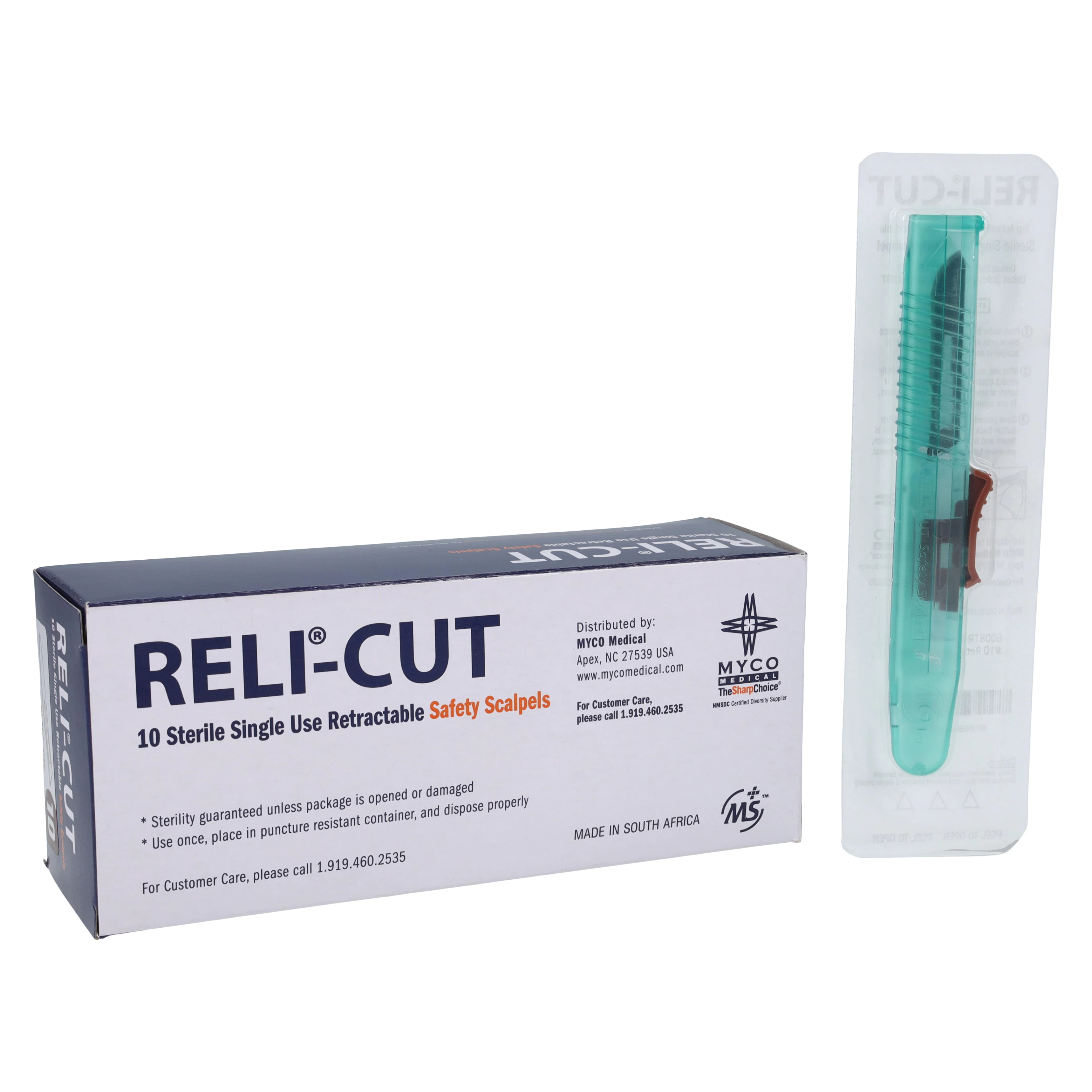 Technocut Plus Retractable Disposable Safety Scalpel, #10 Stainless Steel Blade, Sterile, 10/Box, 6008TR-10