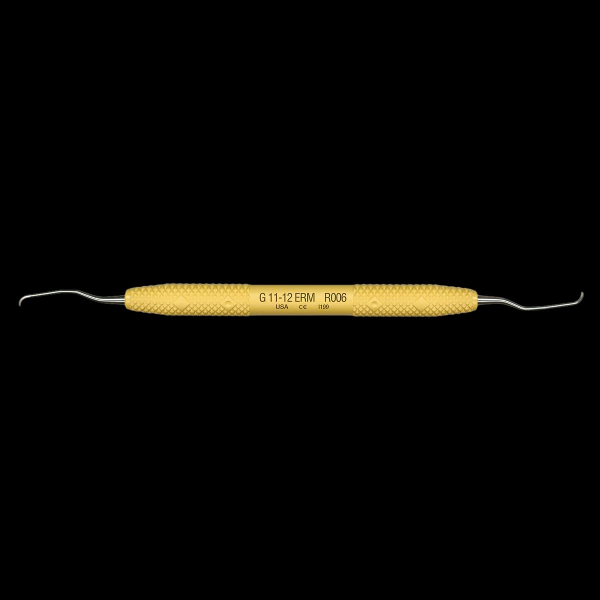 PDT Amazing Gracey 11/12 Extended Reach Mini Curette, Double-Ended, Yellow Resin Handle, R006