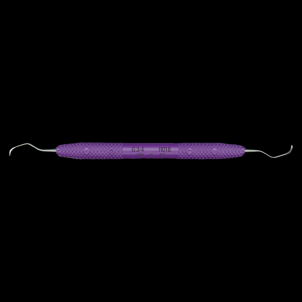 PDT Cruise Gracey 3/4 Curette, Double End, 3/8" Diameter Resin Purple Handle, R018