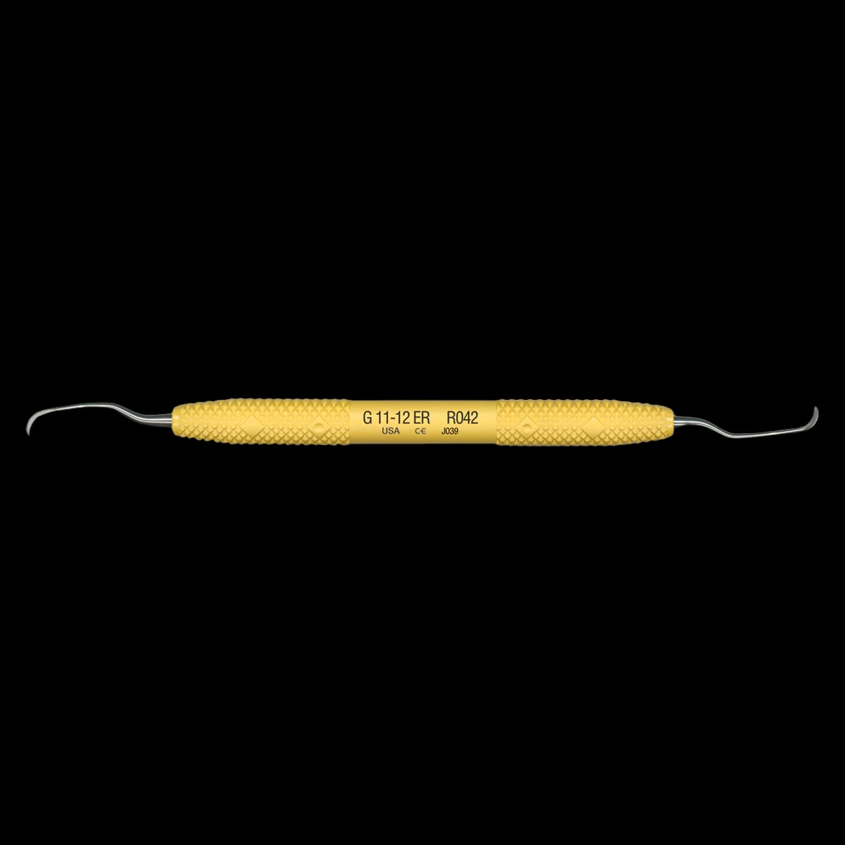 PDT Cruise Gracey 11/12 Extended Reach Curette, Double-Ended, Yellow Resin Handle, R042