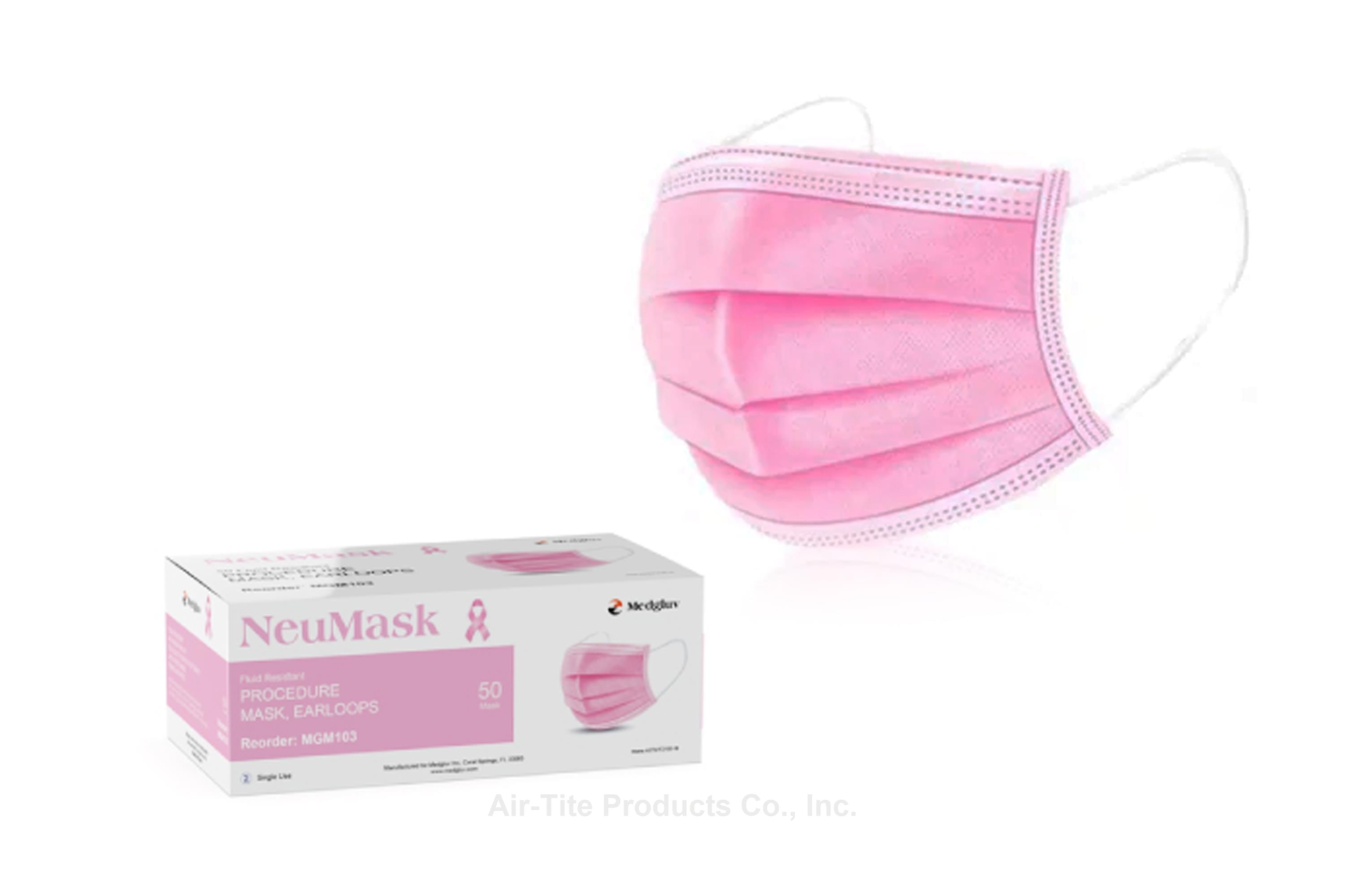 NeuMask Procedure Earloop Face Mask, ASTM Level 2, Pink, Disposable, Latex-Free, 50/Box