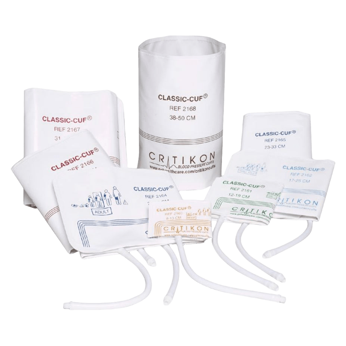 Critikon Classic-Cuf Blood Pressure Cuff, White/Rose, Latex-Free, Disposable, 20/Box