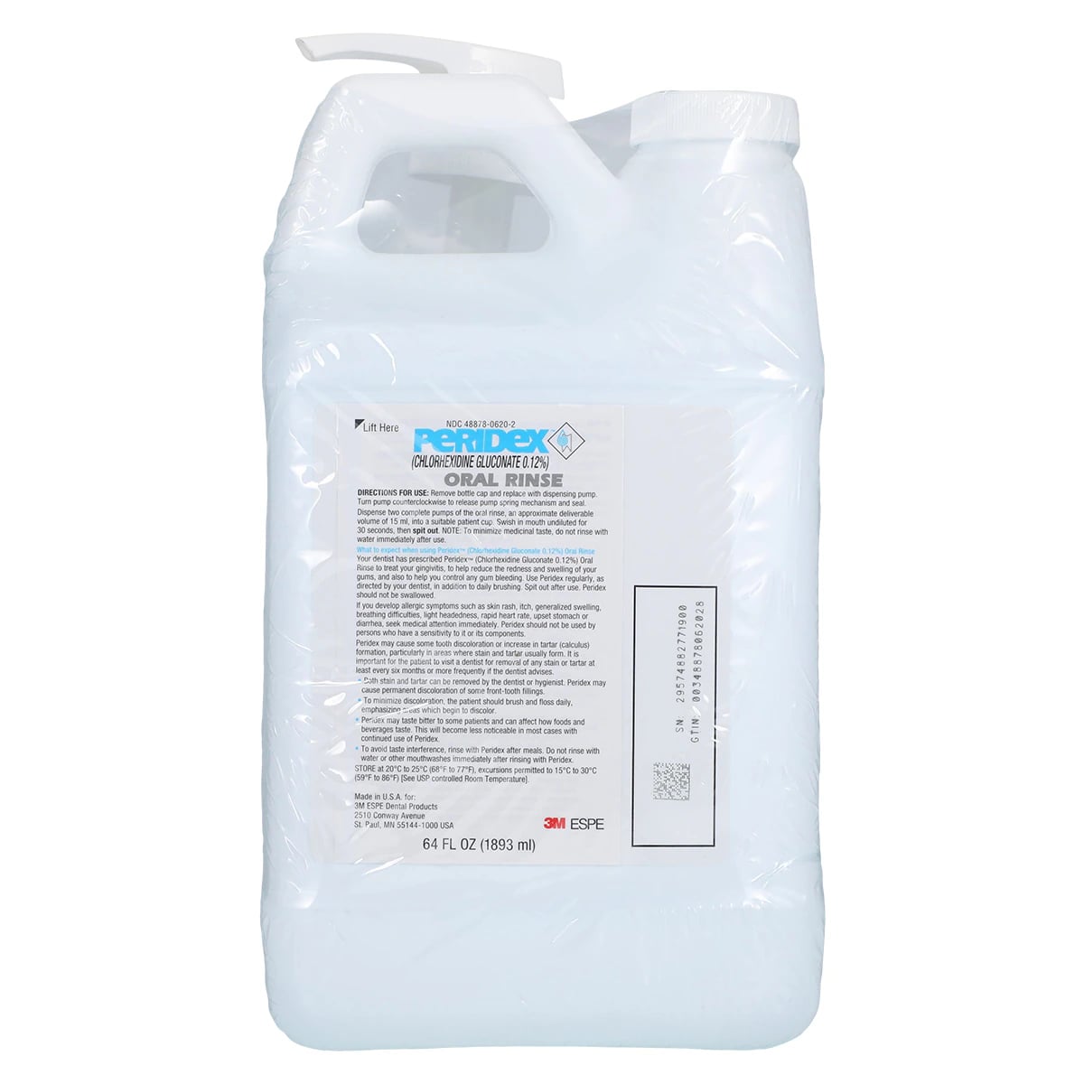 Peridex Chlorhexidine Gluconate 0.12% Oral Rinse, Mint, 64 oz Bottle with Pump, 1/Bottle, 12133