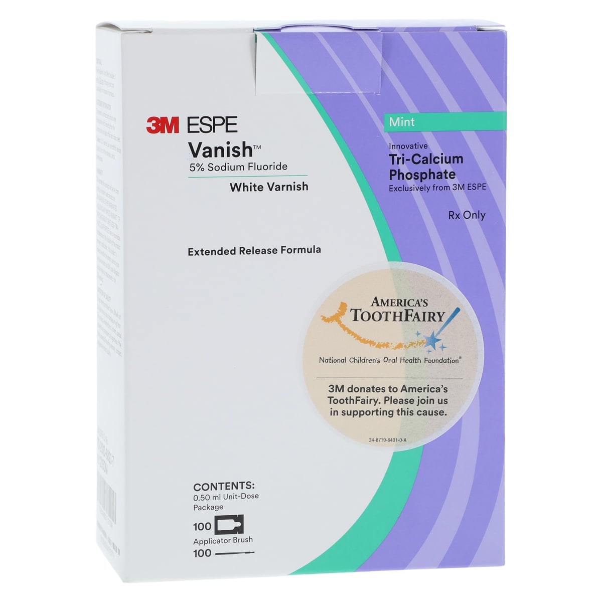 3M Vanish 5% Sodium Fluoride White Varnish with TCP, Mint, 0.5 mL Unit Dose, 100/Pk, 12150M