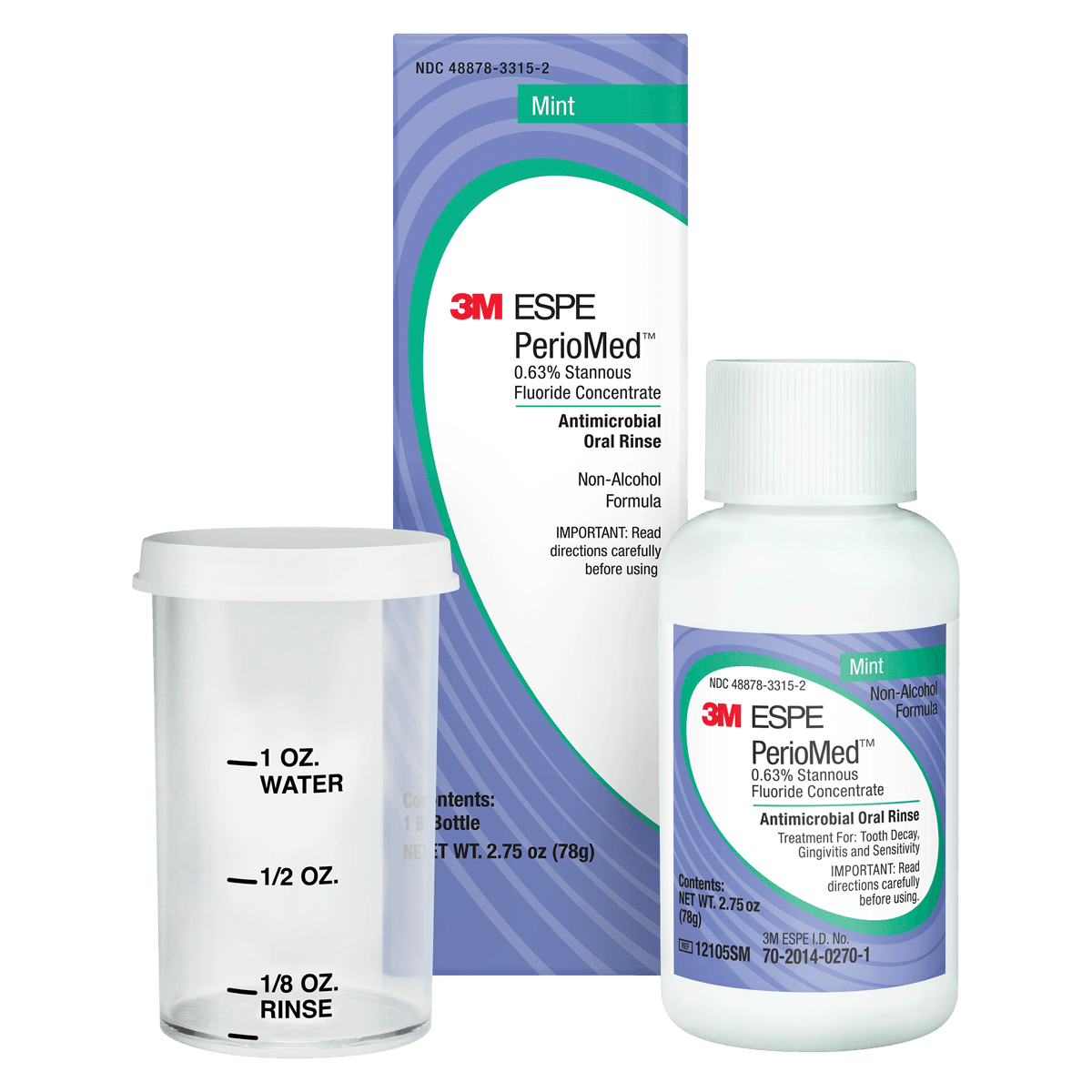 Solventum (3M) PerioMed 0.63% Stannous Fluoride Oral Rinse, Mint, 2.75 oz, 24/Case, 12105SM