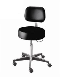 Brewer Century Series Pneumatic Exam Stool with Back Rest, Black, 250 lb Capacity