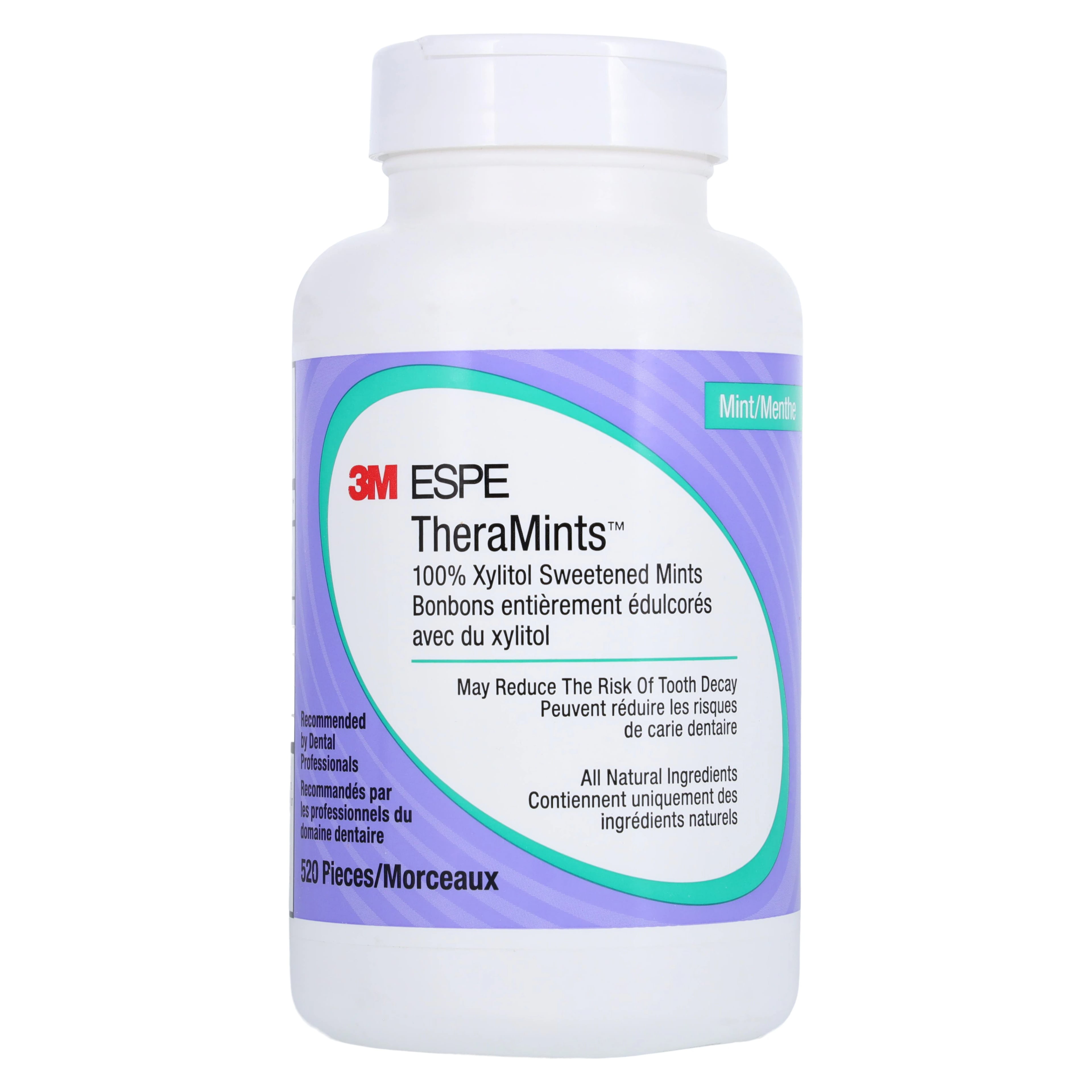 TheraMints 100% Xylitol Sweetened Mints, Mint Flavor, 520/Bottle, 12119M