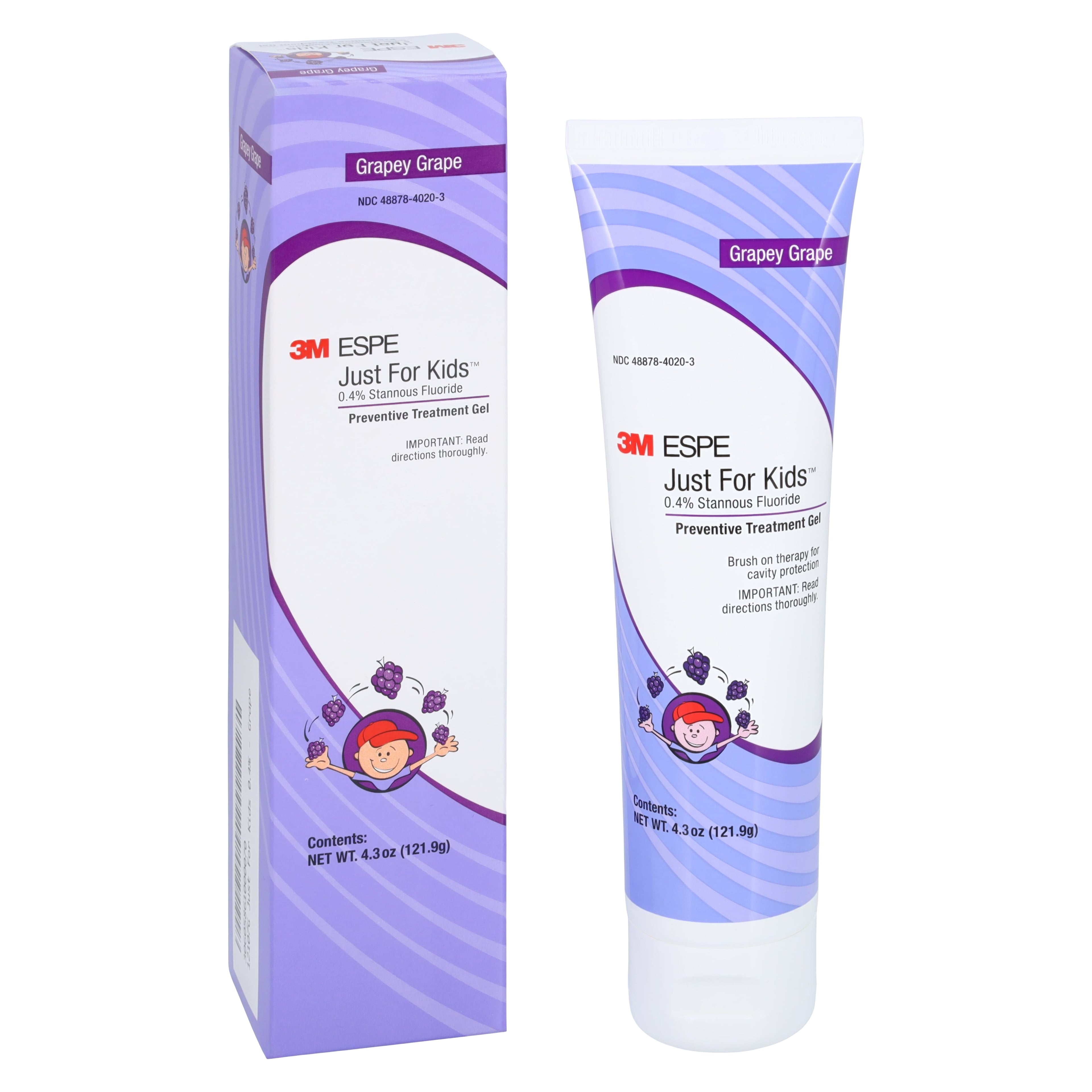 3M™ Just For Kids™ 0.4% Stannous Fluoride Brush-On Gel, Grapey Grape Flavor, 4.3 oz Tube, 12107G