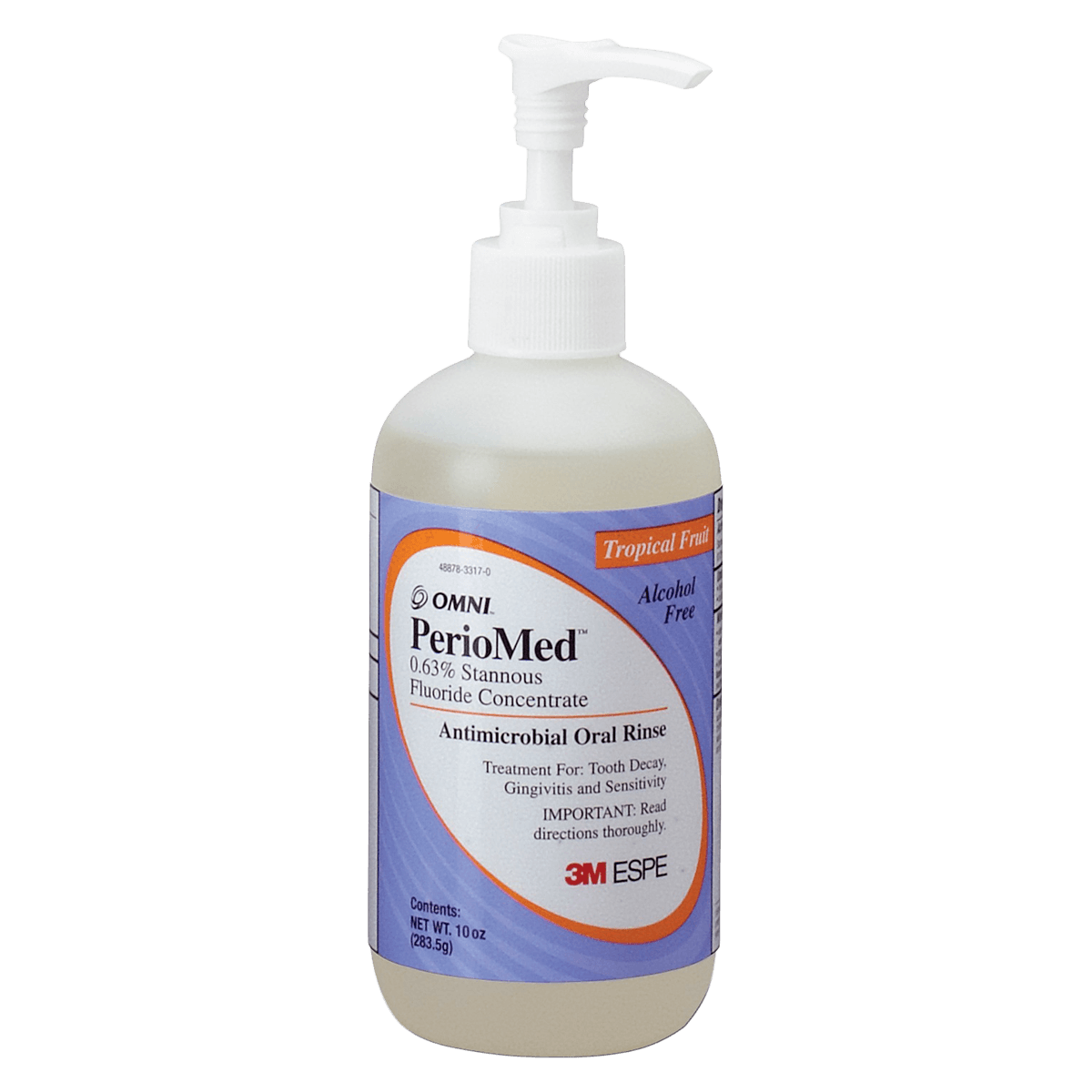 3M™ PerioMed™ 0.63% Stannous Fluoride Oral Rinse Concentrate, Tropical Fruit Flavor, 10 oz Bottle with Pump, 12105F