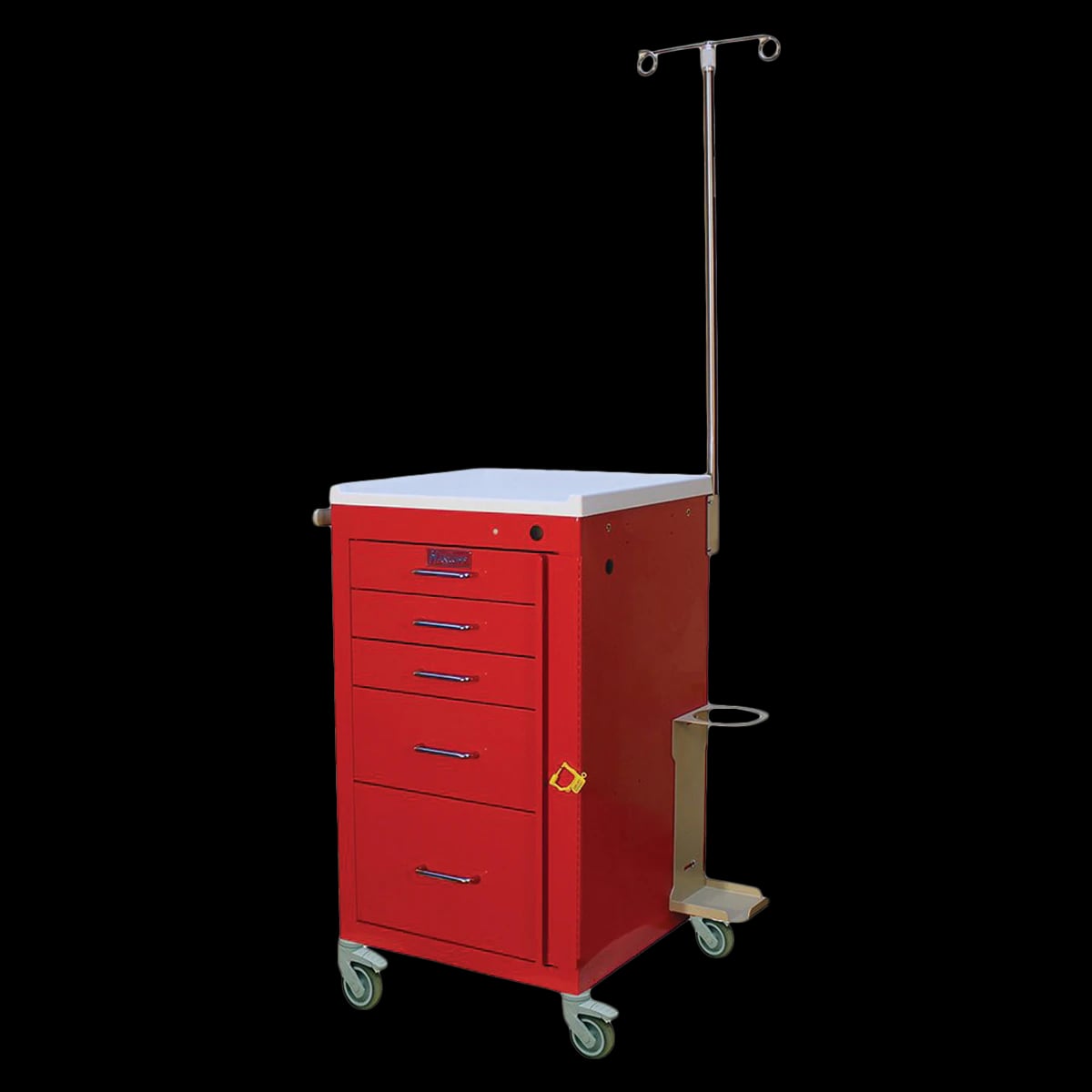 Harloff Mini-Line 5-Drawer Emergency Cart, 18" x 32", with Accessories, 4 Casters (2 Locking)