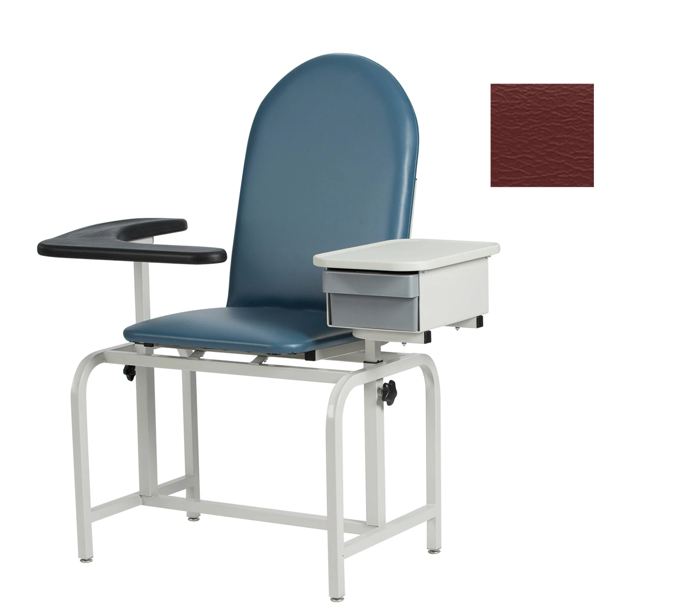 Winco Mfg Blood Draw Chair, Burgundy, Steel Frame, 300 lb Capacity