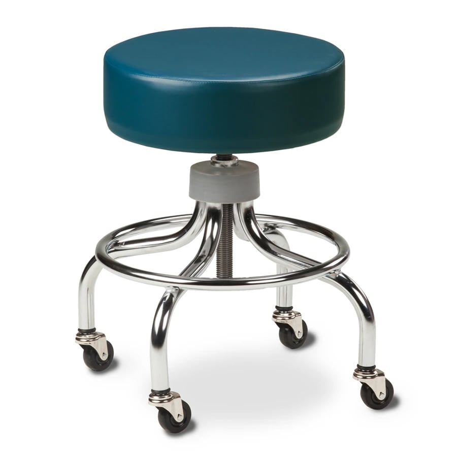 Clinton Industries Chrome Series Exam Stool with Casters, Slate Blue, 250 lb Capacity
