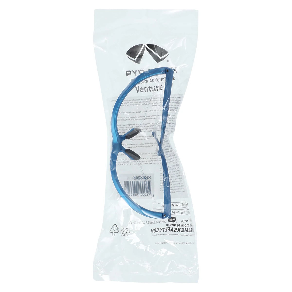 Pyramex Venture II Safety Glasses, Clear Lens, Blue Frame, Each