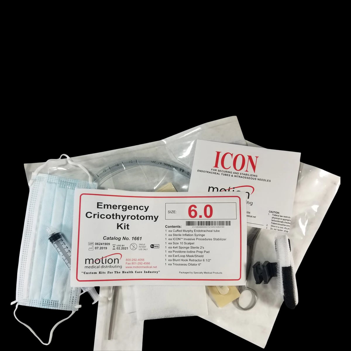 Motion Medical Distributing Cricothyrotomy Kit with Instruments, 6.0mm