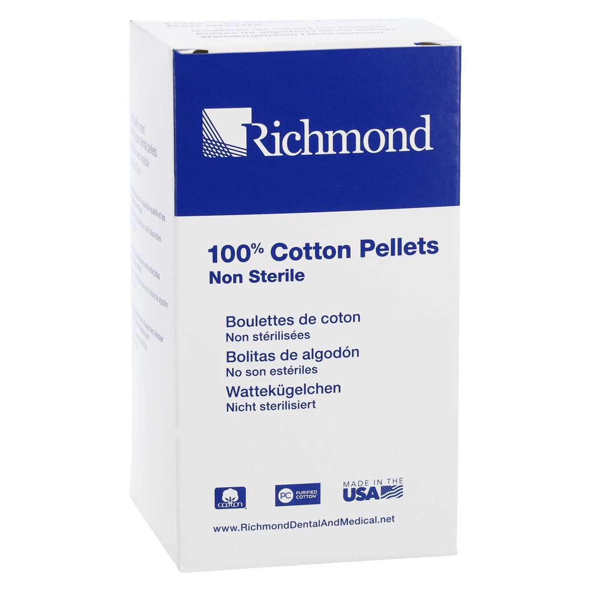 Richmond Dental Cotton Pellets, Size 1 (9/32" Diameter), 100% Cotton, 2000/Box, 100106